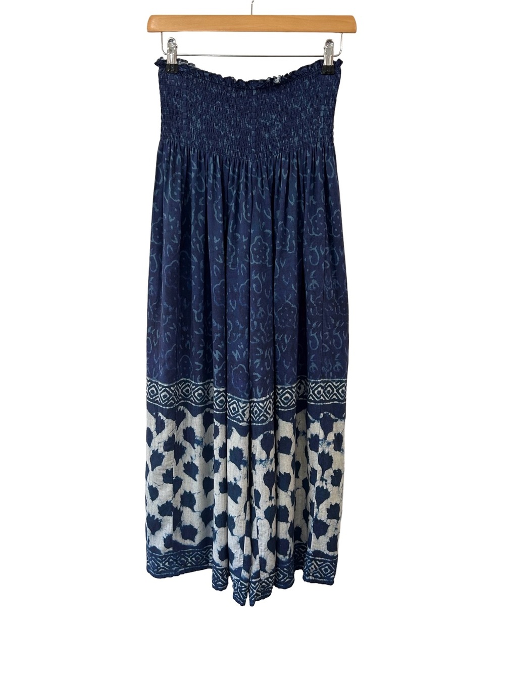 Natural Life women’s Wide Leg Palazzo Pants XS blue cream Boho Resort Coastal
